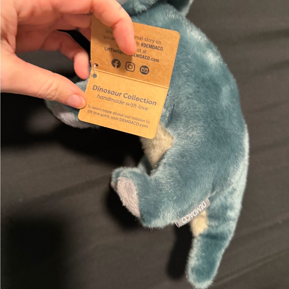 Demdaco Teal and Gray Dinosaur Plush- NWT - Picture 6 of 8